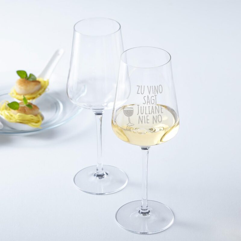 Leonardo Weinglas mit Gravur - Zu Vino sag ich nie no - Personalisiert mit eigenem Namen - Lustiges mit Spruchglas als Geschenk für Weinliebhaber - Geschenke für Sie & Ihn - Farbe: Puccini – Bild 2