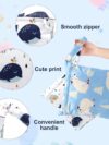 WUSANNA Wetbag Wetbag Kindergarten 2 Stück Nassbeutel Wiederverwendbare Wickeltasche Aus Nassem Stoff mit Cartoon-Aufdruck, Wasserdicht, Waschbar, Mit Reißverschluss, Geeignet für Babyreisen – Bild 2