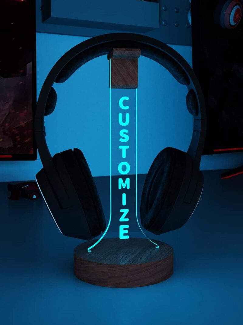 YuanDian personalisierte Licht bis Kopfhörer Stand für Schreibtisch, Gaming-Headset-Halter RGB mit 16 Farbe leuchtet für Game Room Decor, Coole Gamer Geschenke für Männer Freund – Bild 2
