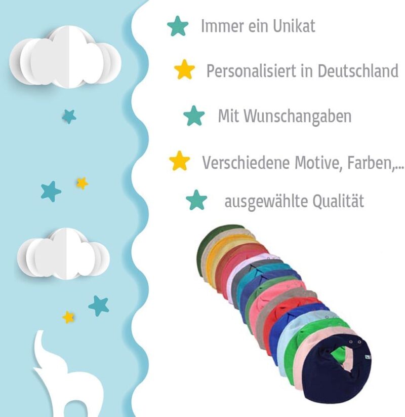 HALSTUCH mit Namen oder Text personalisiert für Baby oder Kind aus Baumwolle in Einheitsgröße – Bild 3