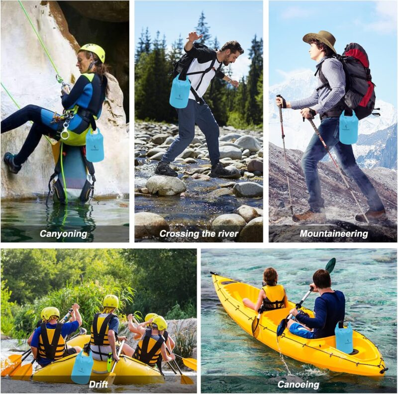 ioutdoor Dry Bag 2L/5L/10L/20L/40L/70L wasserdichte Tasche, Ultra-Light Trockensack Wasserdicht, Abriebfest, Reißfest, für Kajakfahren, Strand, Schwimmen, Camping, Wandern Reisen – Bild 5