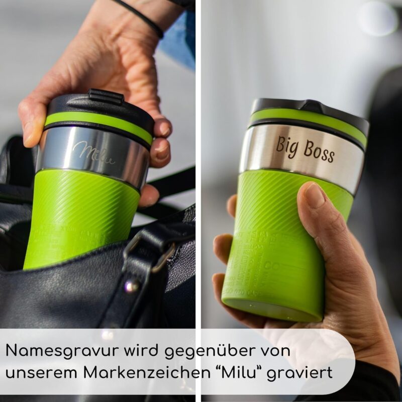 Milu® Thermobecher mit Gravur 210ml personalisiert - Valentinstagsgeschenke für Frauen & Männer I Geschenk Ideen Papa, Mama, Freund, Freundin I Geschenkideen zum Valentinstag I Geschenke Opa & Oma – Bild 4