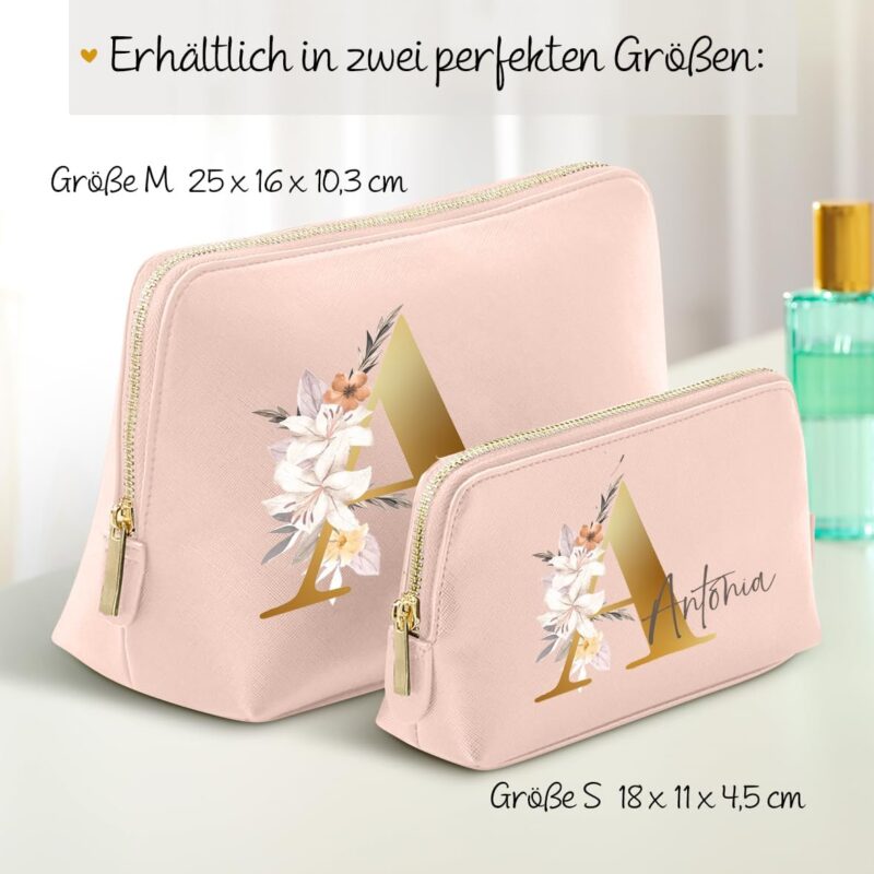 Love Faith Personalisierte Kosmetiktasche – Individuelle Kulturtasche mit Initiale & Namen – Robuster und Praktischer Kulturbeutel (Pink, Groß) – Bild 5