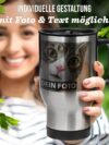 Tassendruck Edelstahl-Thermobecher selbst gestalten individuell mit Text und/oder Foto - Coffee to Go Becher, Reisebecher BPA-frei, Camping, Büro | Personalisiertes Geschenk, Silber, 390 ml – Bild 4