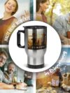 Tassendruck Edelstahl-Thermobecher selbst gestalten individuell mit Text und/oder Foto - Coffee to Go Becher, Reisebecher BPA-frei, Camping, Büro | Personalisiertes Geschenk, Silber, 390 ml – Bild 6