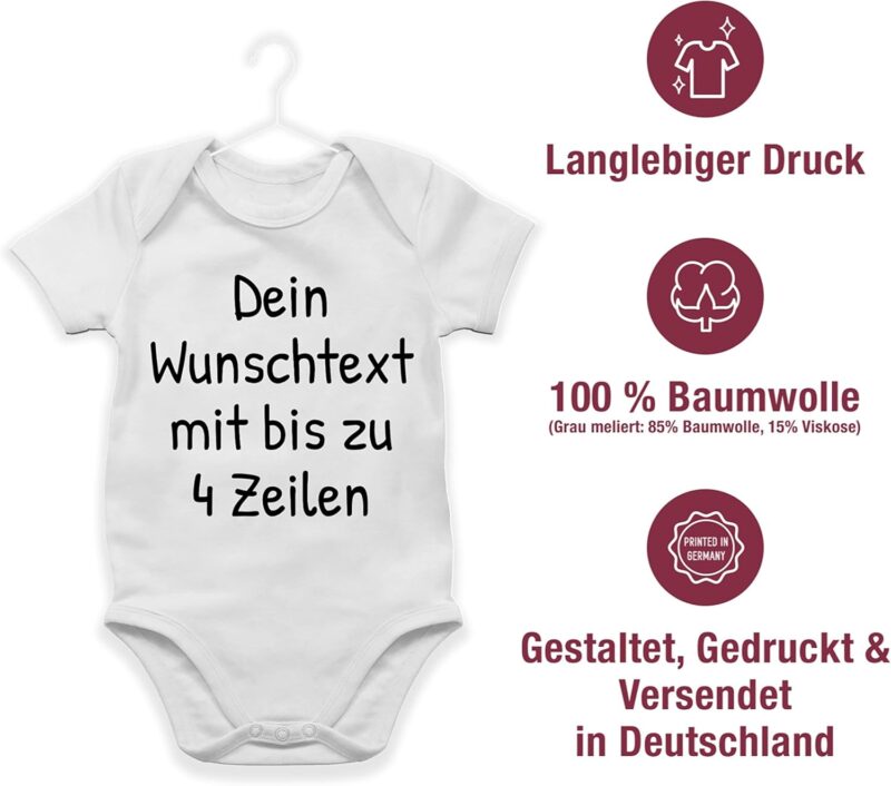 Geschenk mit Namen personalisiert by Shirtracer - Baby Body Junge Mädchen - Aufdruck selbst gestalten - Wunschdruck Text Namen – Bild 7