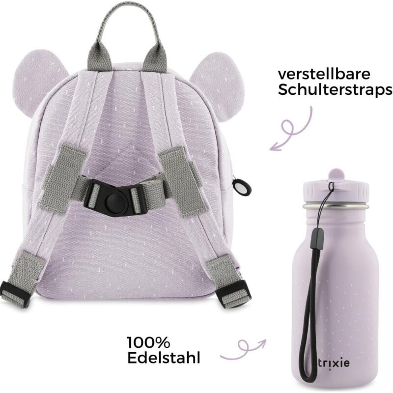 Kidslino Personalisierter Kinderrucksack mit Namen, Trixie Löwen-Design, Ideal für Kindergarten, Kita, Verstellbare Gurte, Kinderfreundliche Reißverschlüsse, Optional mit Trinkflasche – Bild 3