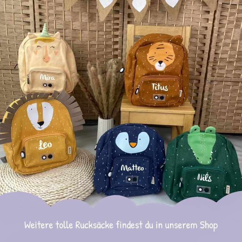 Kidslino Personalisierter Kinderrucksack mit Namen, Trixie Löwen-Design, Ideal für Kindergarten, Kita, Verstellbare Gurte, Kinderfreundliche Reißverschlüsse, Optional mit Trinkflasche – Bild 9