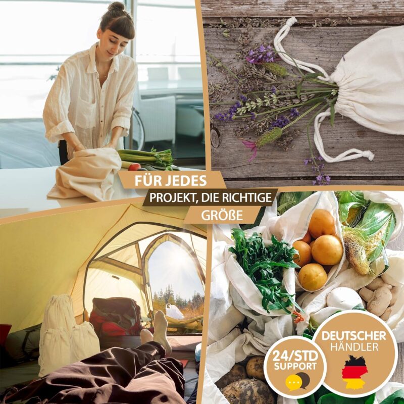 Zuziehbeutel Baumwollbeutel 10 Stück 30x45cm - Rucksack Stofftasche Turnbeutel Bag, Beutel, Reise Haushalt, Jutebeutel zertifiziert Stoffbeutel Einkaufsbeutel mit Kordelzug zum bemalen in Natur – Bild 4