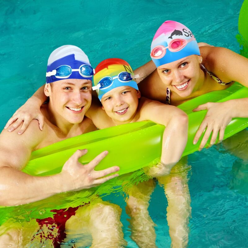 NGTSFLY Kinder-Badekappe, Kinder-Badekappe mit Namen, Erwachsene Unisex-Silikon-Badekappe – Bild 3