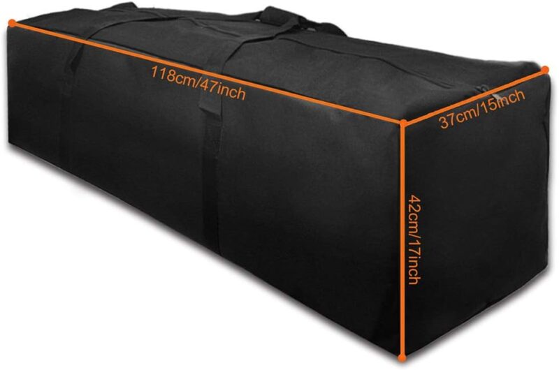 INFANZIA 197L Sporttasche, Extra Große Reisetasche mit Verbessertem Reißverschluss, Tragetasche mit Großer Kapazität，Stark und Wasserdicht, Geeignet für Reisen,Sport, 120x38x43 cm, Schwarz – Bild 6