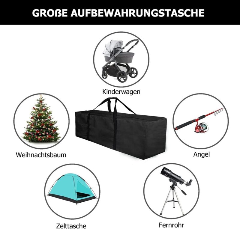INFANZIA 197L Sporttasche, Extra Große Reisetasche mit Verbessertem Reißverschluss, Tragetasche mit Großer Kapazität，Stark und Wasserdicht, Geeignet für Reisen,Sport, 120x38x43 cm, Schwarz – Bild 6
