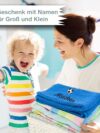 Wolimbo Duschhandtuch Bestickt mit Namen und Motiv - 70x140 cm - blau - weiches Duschtuch personalisiert - Geschenk – Bild 3