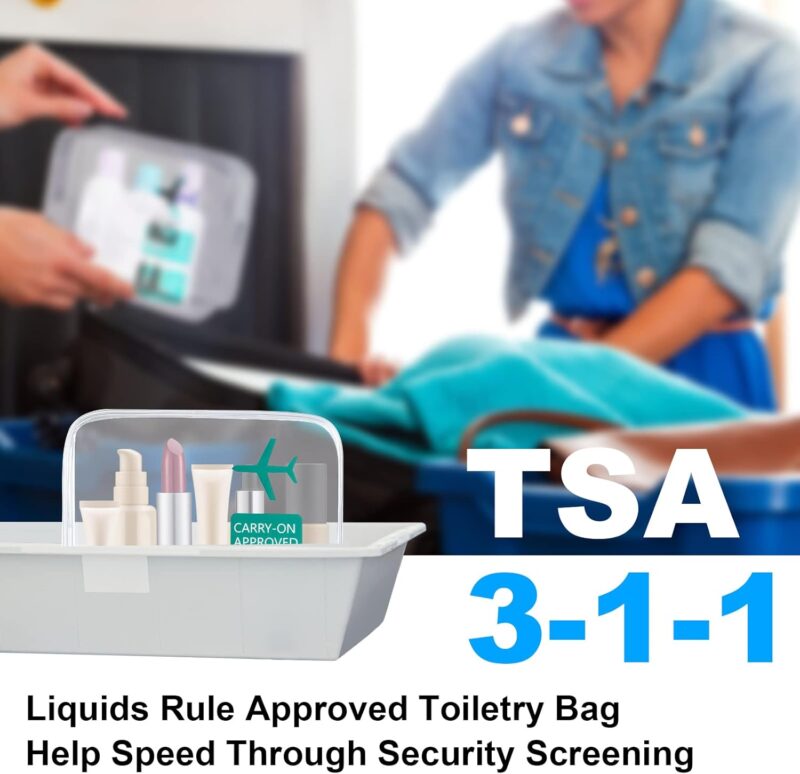 OSDUE 2 Stück Kulturbeutel Transparent, Flugzeug PVC Kosmetiktasche Wasserdicht, Handgepäck-Reisezubehör, Kulturtaschen für Männer, Frauen, Kinder, Familie (Grün) – Bild 4