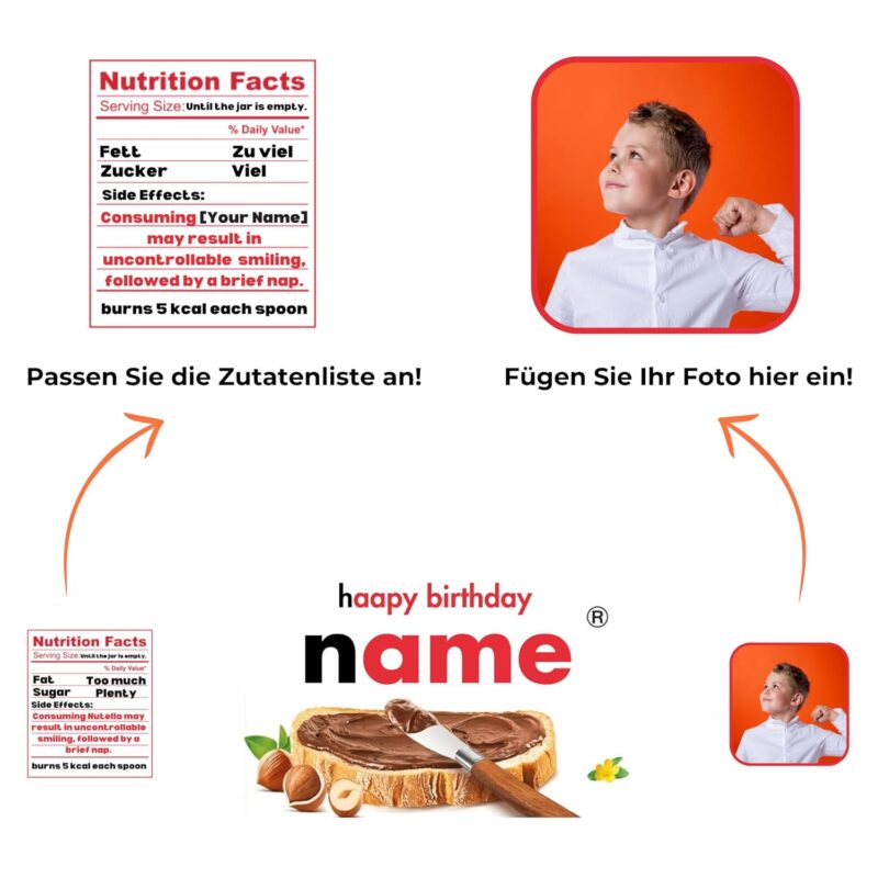 Personalisiertes Nutella-Glas mit Namen und Foto – Nutella Schokoladenaufstrich (450 g, 750 g) – Perfekte Nutella Geschenke für Geburtstag, Valentinstag & kleine Überraschungen – Bild 2