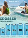 Nordlight Dry Bag wasserdichte Tasche - 2l 5l 10l 15l 20l 30l Liter | Wasserfester Packsack Seesack Beutel Waterproof Drybag + Roll-Top + Schultergurt | Schwimmen Baden Strand Kanu SUP Tauchen Handy – Bild 3