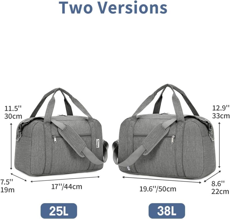 Narwey Handgepäcktasche 56x45x25, Handgepäck-Reisetasche fürs Flugzeug mit Nassfach, Reisetasche, Wochenend-Reisetasche für Übernachtungen für Damen und Herren 38L (Grau) – Bild 3