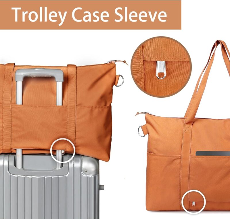 Dizdvizd Reise Duffel Bags Damen und Herren, wasserdichte Sporttasche Übernachtungstasche Handgepäcktasche für Wochenendausflug, Schwimmen, Wandern, Yoga und Sauna, Braun – Bild 6