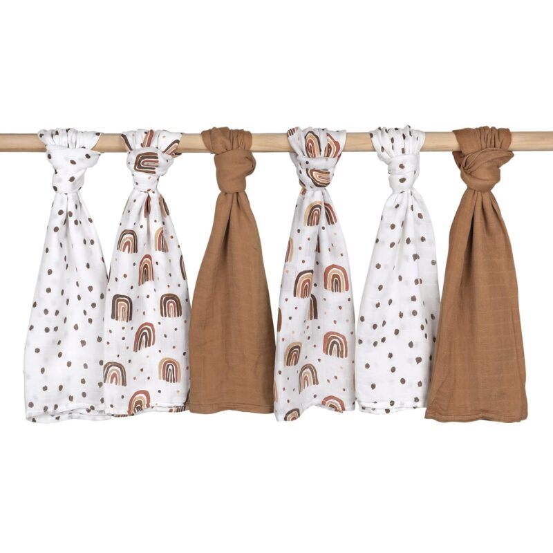 GLLQUEN BABY Musselintücher für Babys, 6 Stück Spucktücher aus Baumwolle 70 cm x 70 cm, saugfähig und atmungsaktiv und ideal zum Reinigen, Abwischen und Abdecken von Neugeborenen – Bild 2