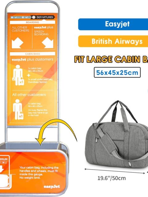 Narwey Handgepaecktasche 56x45x25 Handgepaeck Reisetasche fuers Flugzeug mit Nassfach Reisetasche Wochenend Reisetasche fuer Uebernachtungen fuer Damen und Herren 38L Grau