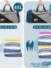 Tolaccea Sporttasche Rucksack für Herren Damen, 45-63L Erweiterbar Sporttaschen Groß mit Schuhfach Nassfach Laptopfach,Reisetasche Trainingstasche für Gym,Reise,Schwimmen,Sauna,fußball(Grau) – Bild 2