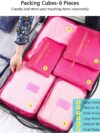 Vicloon Koffer Organizer, 8-in-1-Set Gepäck Organizer, wasserdichte Reise Kleidertaschen umfassen 2 Schuhbeutel, 3 Packwürfel und 3 Aufbewahrungsbeutel, für Kleidung Schuhe Kosmetik - Rose Rot – Bild 3