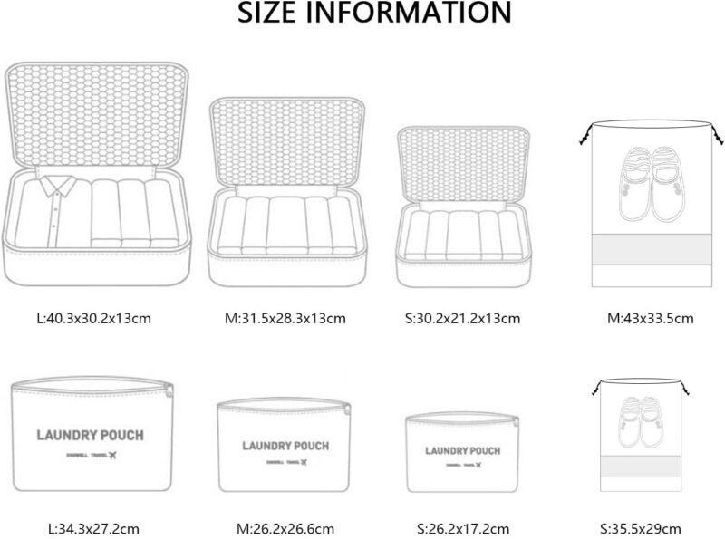 Vicloon Koffer Organizer, 8-in-1-Set Gepäck Organizer, wasserdichte Reise Kleidertaschen umfassen 2 Schuhbeutel, 3 Packwürfel und 3 Aufbewahrungsbeutel, für Kleidung Schuhe Kosmetik - Rose Rot – Bild 4