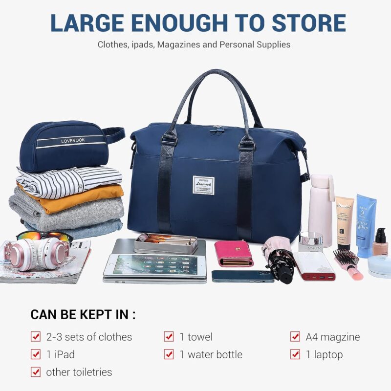 LOVEVOOK Reisetasche Damen Sporttasche Handgepäck Tasche Weekender Bag Schwimmtasche Wasserdicht Travel Bag Duffle Bag Fitnesstasche Frauen Kliniktasche für Reise Gym Flugzeug – Bild 5