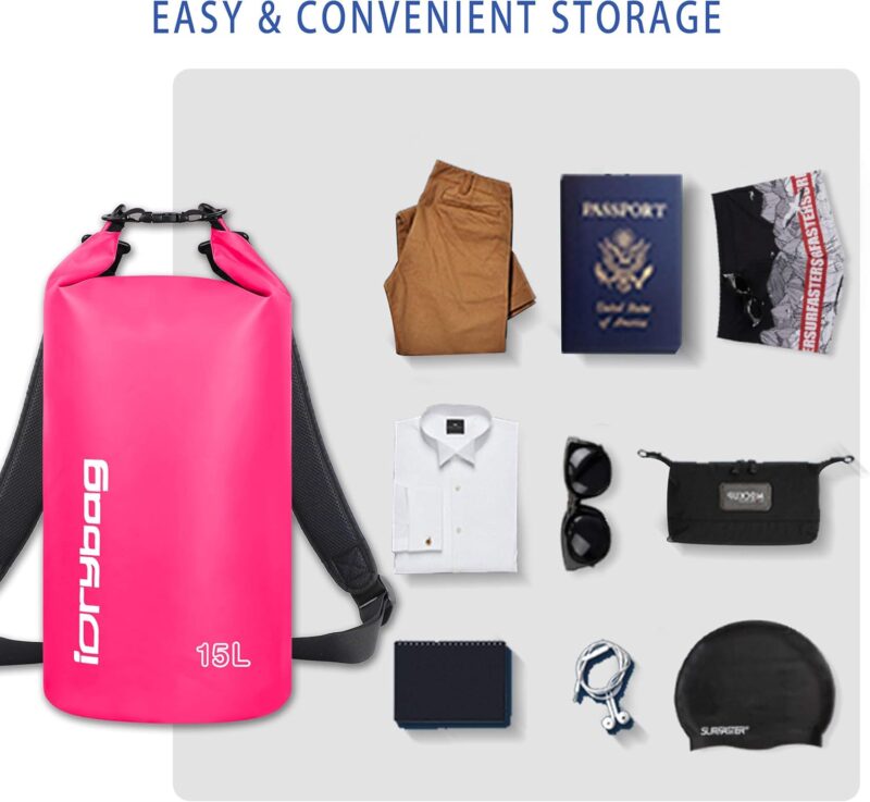 IDRYBAG Trockentaschen für Kajakfahren, wasserdicht, 2L/5L/10L/15L/20L, Kleiner, wasserdichter, schwimmender Trockensack, wasserdichter Trockensack für Paddelboard-Reisen – Bild 3