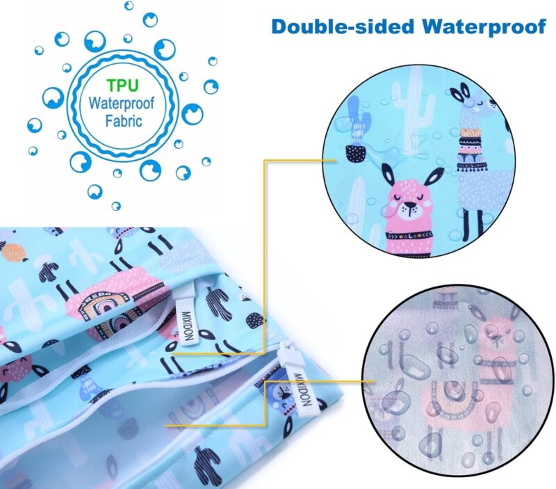 Baby Windeltaschen Nasstaschen Wetbag Schwimmsachen Nasse und Trocken Wickeltasche Wasserdicht Waschbar Organiser für Reisen Gym Strand Pool, Pattern 9 – Bild 4