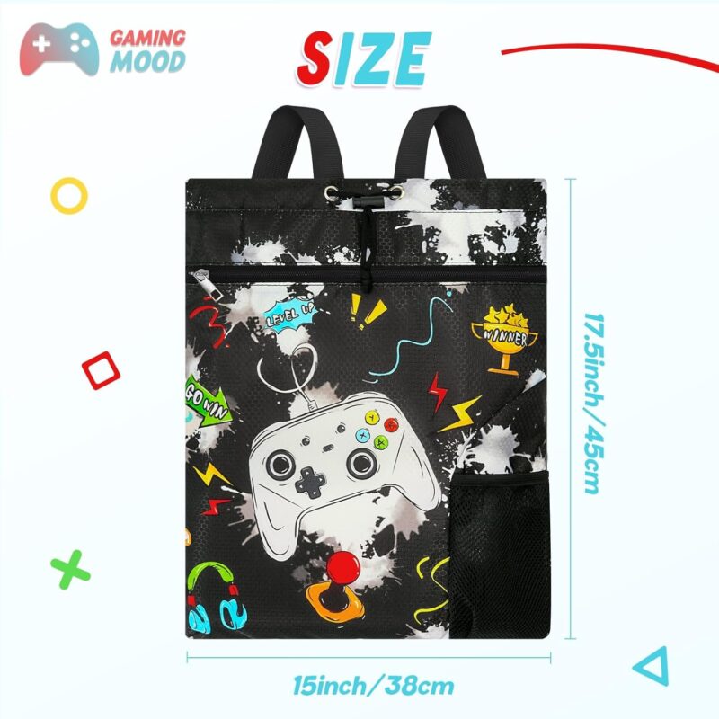 WAWSAM Gymnastik Rucksack mit Kordelzug - 38 × 45 cm Sporttasche für Kinder Wasserdichter Schwimmstrand Einkaufssack – Bild 2