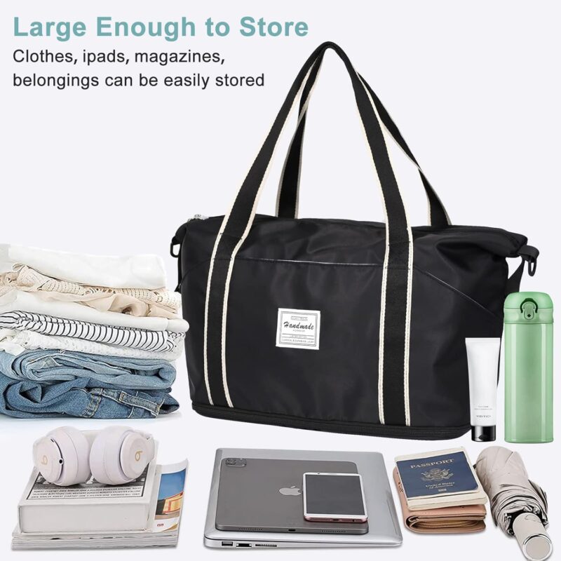 DMluna wasserdichter Reise-Seesack - Tragetasche, Sporttasche, Schultertasche - Wochenendtasche für Damen und Herren - Krankenhaus-Tasche - Erweiterbar mit Trolley-Ärmel und Nasstasche - – Bild 2