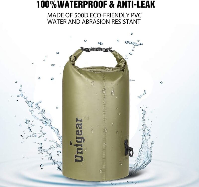 Unigear Dry Bag, 2L/5L/10L/20L/30L/40L, wasserdichter Beutel Rucksack, wasserdichte Taschen Seesack Packsack mit Handytasche und Gurte für Boot, Kajak, Angeln, Rafting, Schwimmen, Camping und Strand – Bild 2