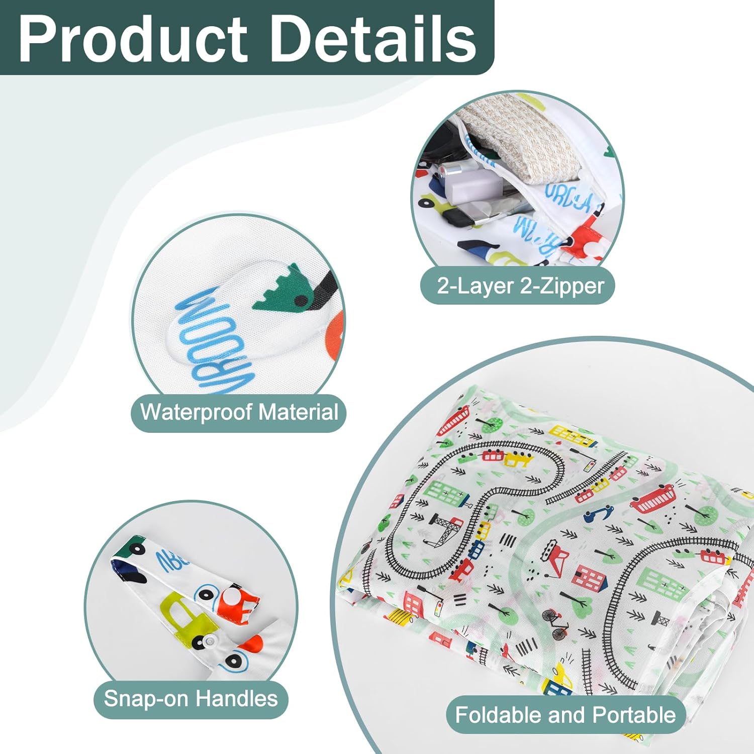 Pack of 2 Wet Bag Nursery Wet Bag with Large Handbag, Wet Bag Nursery 2 Layers with 2 Zips, Wet Bag for Swimming, Gym, Travel – Bild 3