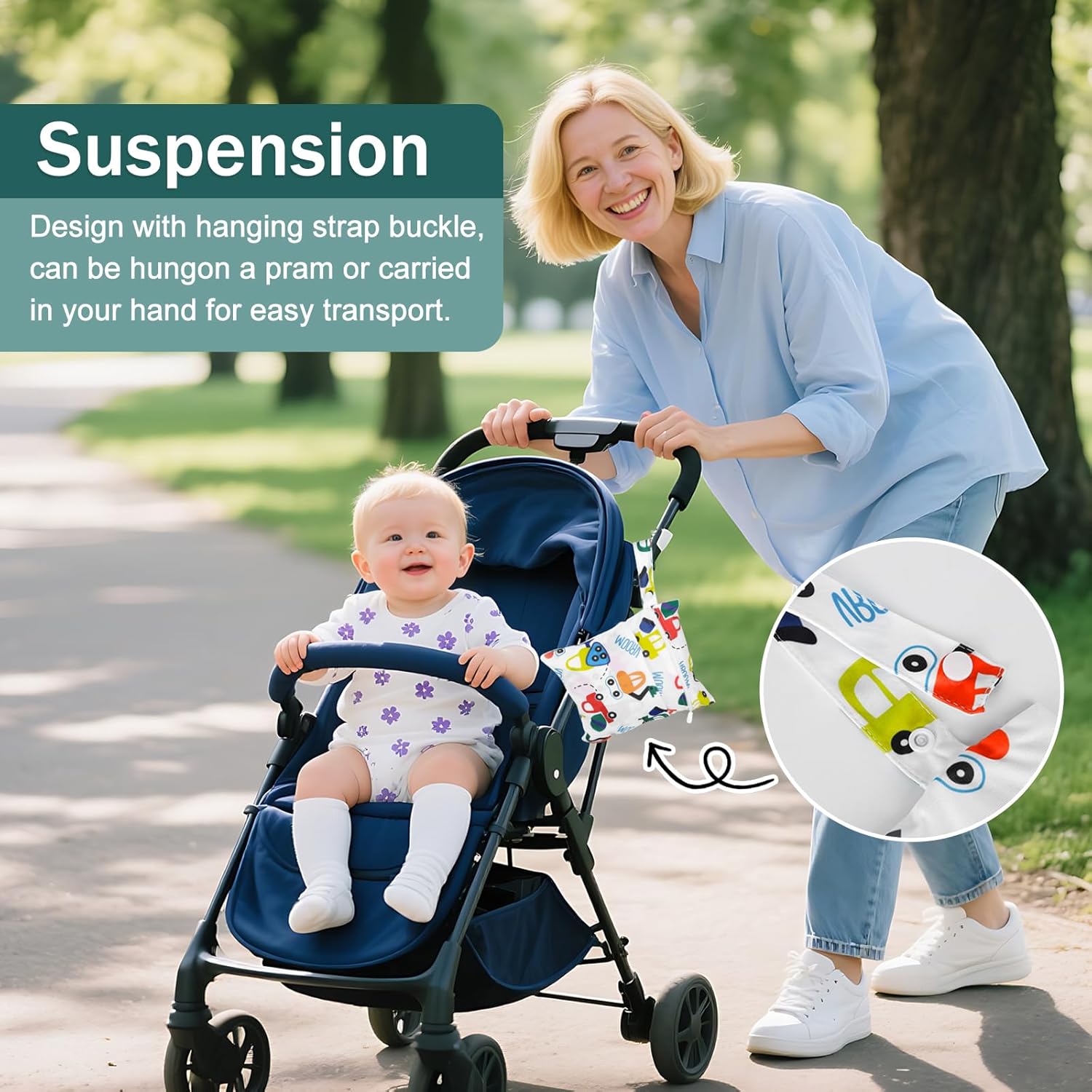 Pack of 2 Wet Bag Nursery Wet Bag with Large Handbag, Wet Bag Nursery 2 Layers with 2 Zips, Wet Bag for Swimming, Gym, Travel – Bild 4