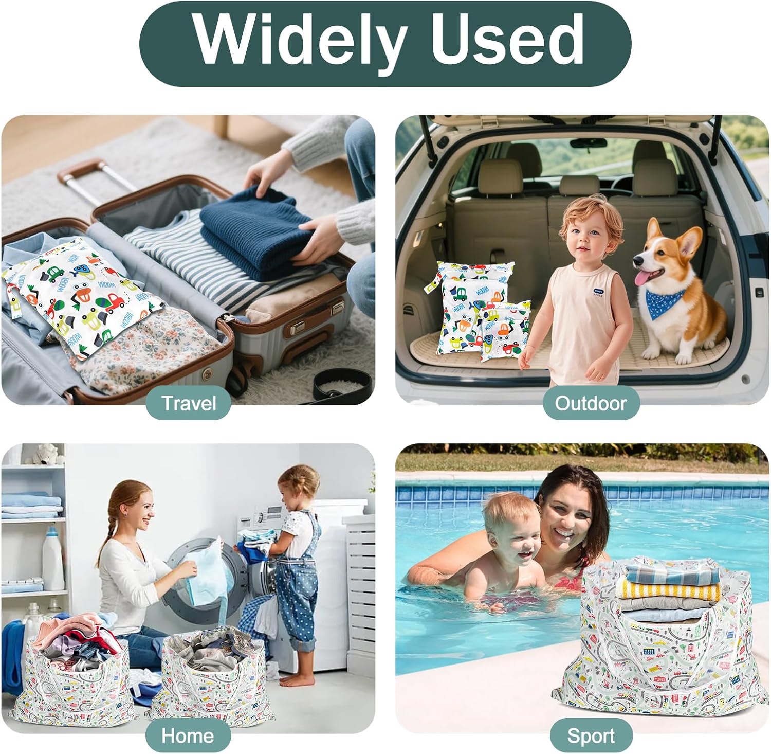 Pack of 2 Wet Bag Nursery Wet Bag with Large Handbag, Wet Bag Nursery 2 Layers with 2 Zips, Wet Bag for Swimming, Gym, Travel – Bild 7