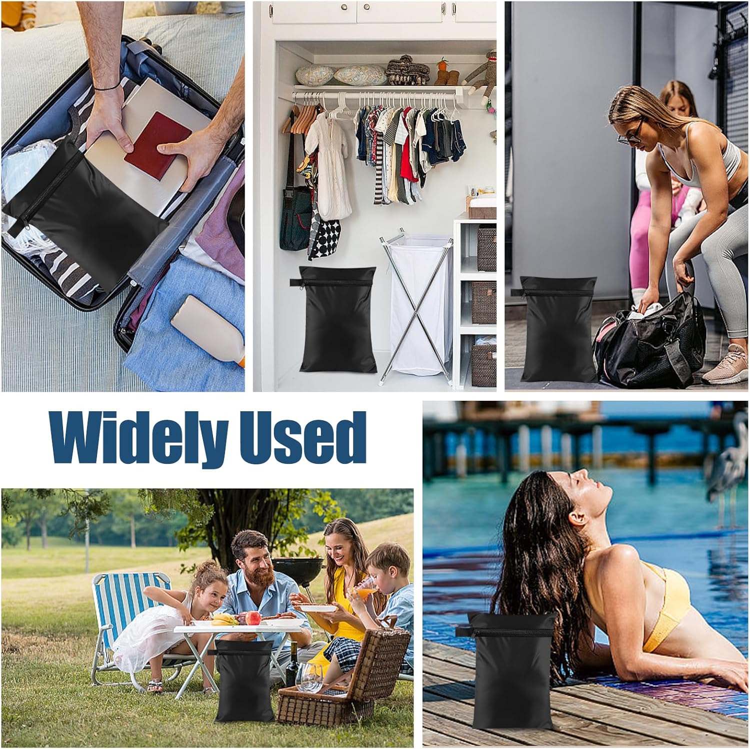 AYSYR 4 Stück Wetbag Schwarze,Wet Bag Geeignet für Reisen,Nasstasche zur Aufbewahrung,Wasserdichter Beutel Nicht Leicht Verschmutzbar,Wäschesack Reise (22 * 35,25 * 38,28 * 40,20 * 30cm) – Bild 7