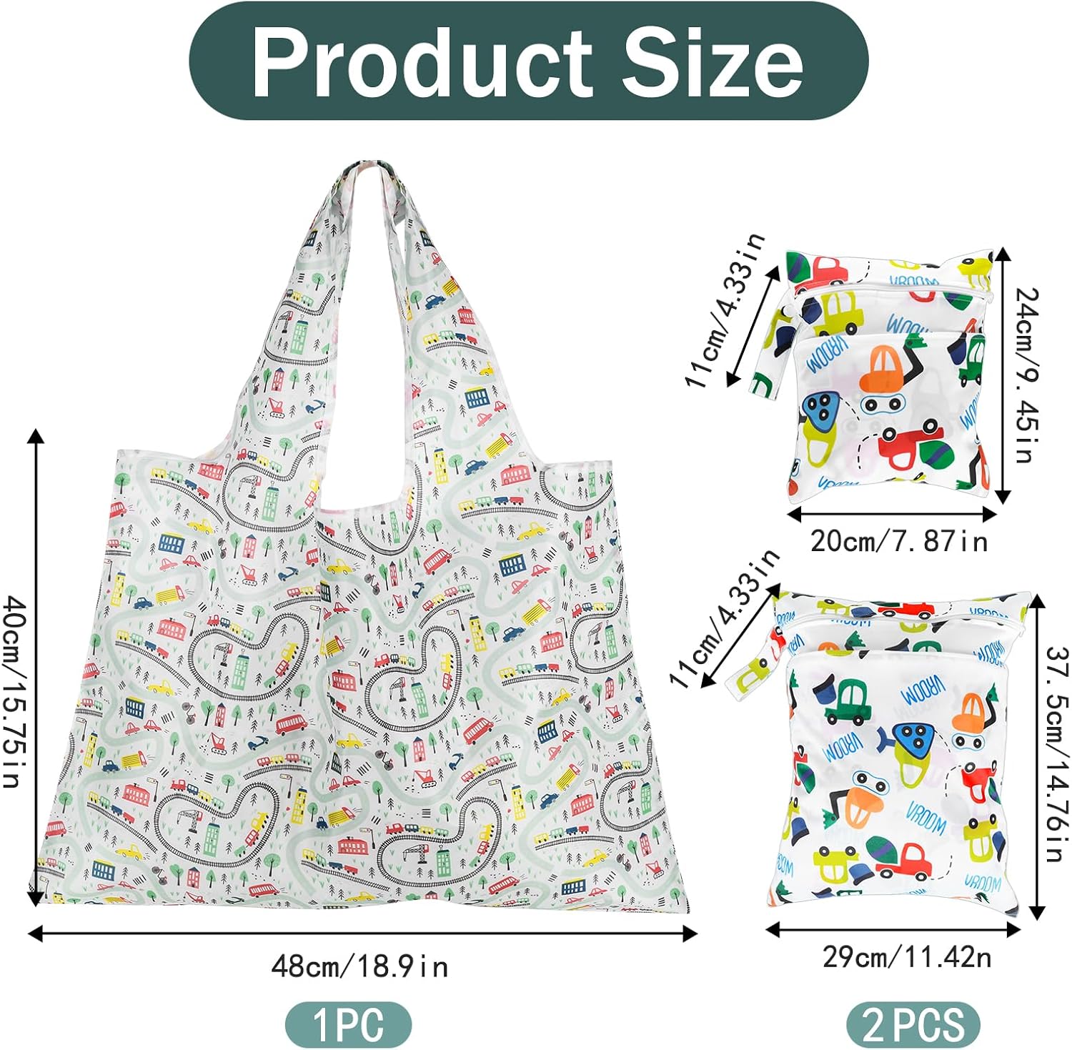 Pack of 2 Wet Bag Nursery Wet Bag with Large Handbag, Wet Bag Nursery 2 Layers with 2 Zips, Wet Bag for Swimming, Gym, Travel – Bild 2