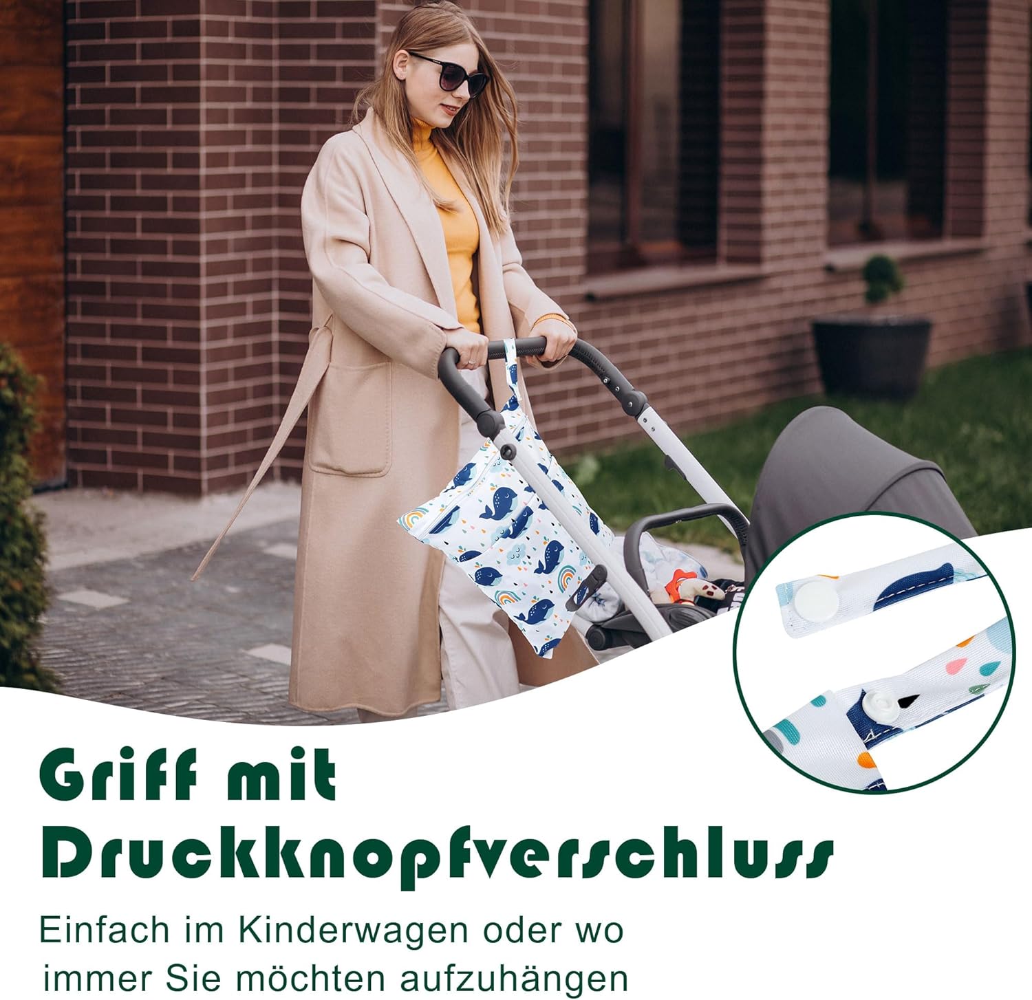 Pack of 3 Wet Bag Large Nursery for Baby Personalised Nappy Bag, Casual Wet Bag, Change Wash, Swimming Items, Waterproof Nappy Bag, Small Bikini Wet Bag, Swimming Set (XL), Whale, Garment bag – Bild 2