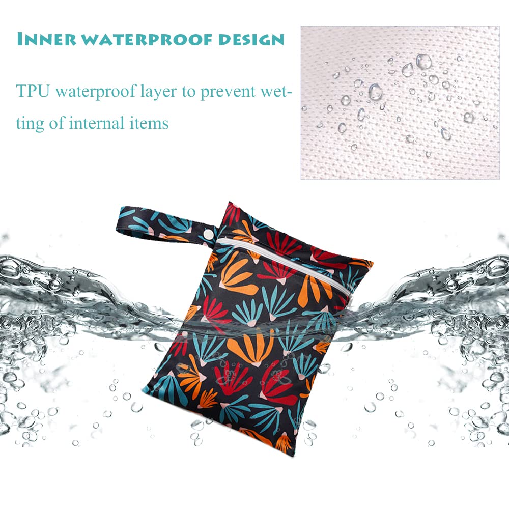 2 Stück Windeltasche Wetbag für Unterwegs, Baby Nassbeutel für Stoffwindeln, Wiederverwendbar Wasserdichte Toilettenartikel Organiser Beutel mit Reißverschluss (18x25cm,Kleine Sonne) – Bild 3