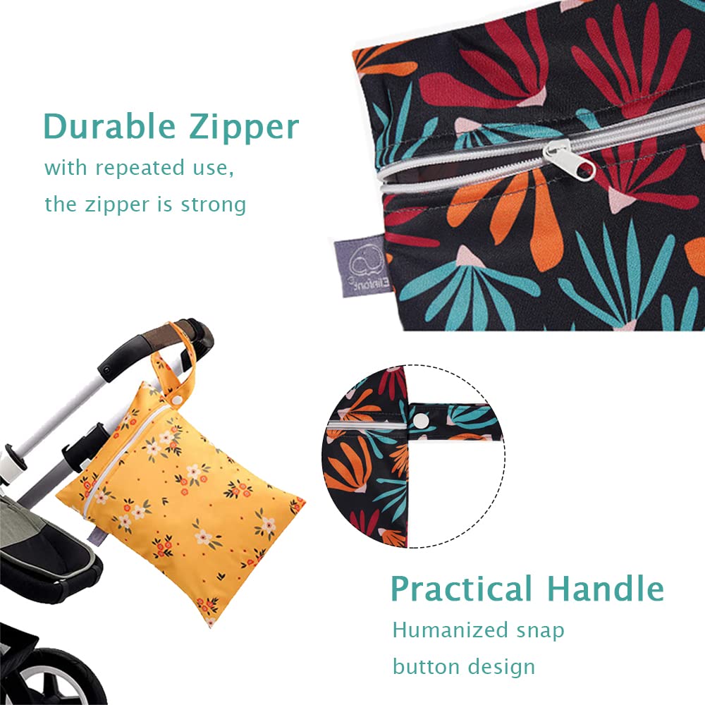 2 Stück Windeltasche Wetbag für Unterwegs, Baby Nassbeutel für Stoffwindeln, Wiederverwendbar Wasserdichte Toilettenartikel Organiser Beutel mit Reißverschluss (18x25cm,Kleine Sonne) – Bild 5