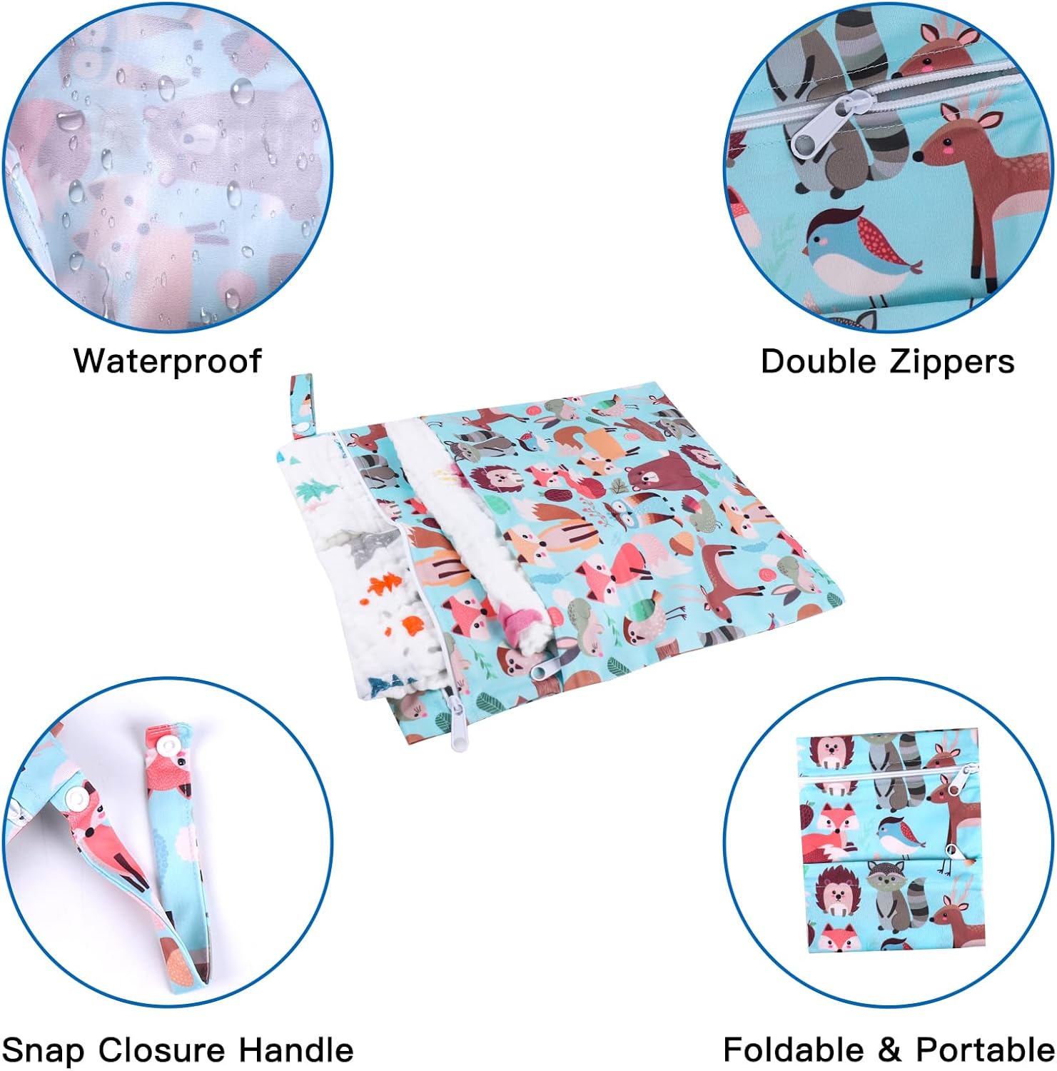 2 Stück Wetbag Kindergarten Nasstasche Windeltaschen Reißverschluss, wasserdicht, waschbar, Wetbag Organizer für Kleinkind-Windeln, Reisen, Gym, Strand und Pool – Bild 3