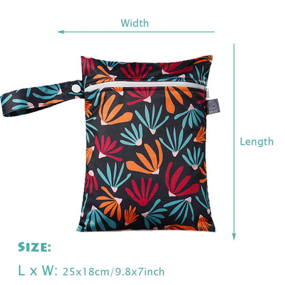 2 Stück Windeltasche Wetbag für Unterwegs, Baby Nassbeutel für Stoffwindeln, Wiederverwendbar Wasserdichte Toilettenartikel Organiser Beutel mit Reißverschluss (18x25cm,Kleine Sonne) – Bild 2