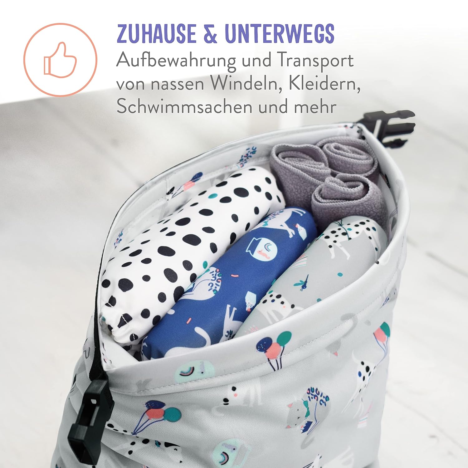 Bambino Mio, Wetbag für unterwegs - Wasserdichte, Wiederverwendbare Windeltasche zum Reisen, (Freche Früchte) – Bild 3