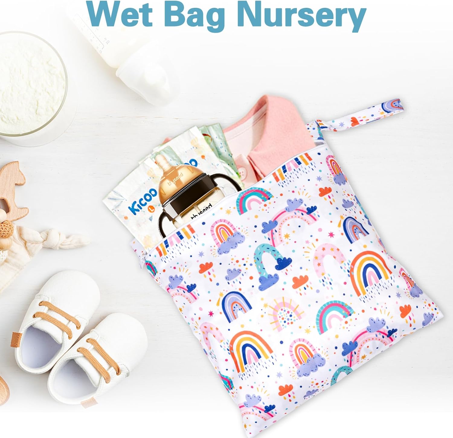 Wetbag Kindergarten, Nasstasche Windeltaschen, Schwimmsachen Nassbeutel, Nasse und Trocken Wickeltasche Beutel mit Reißverschluss für Reisen Strand Pool (3 Stück-A) – Bild 3