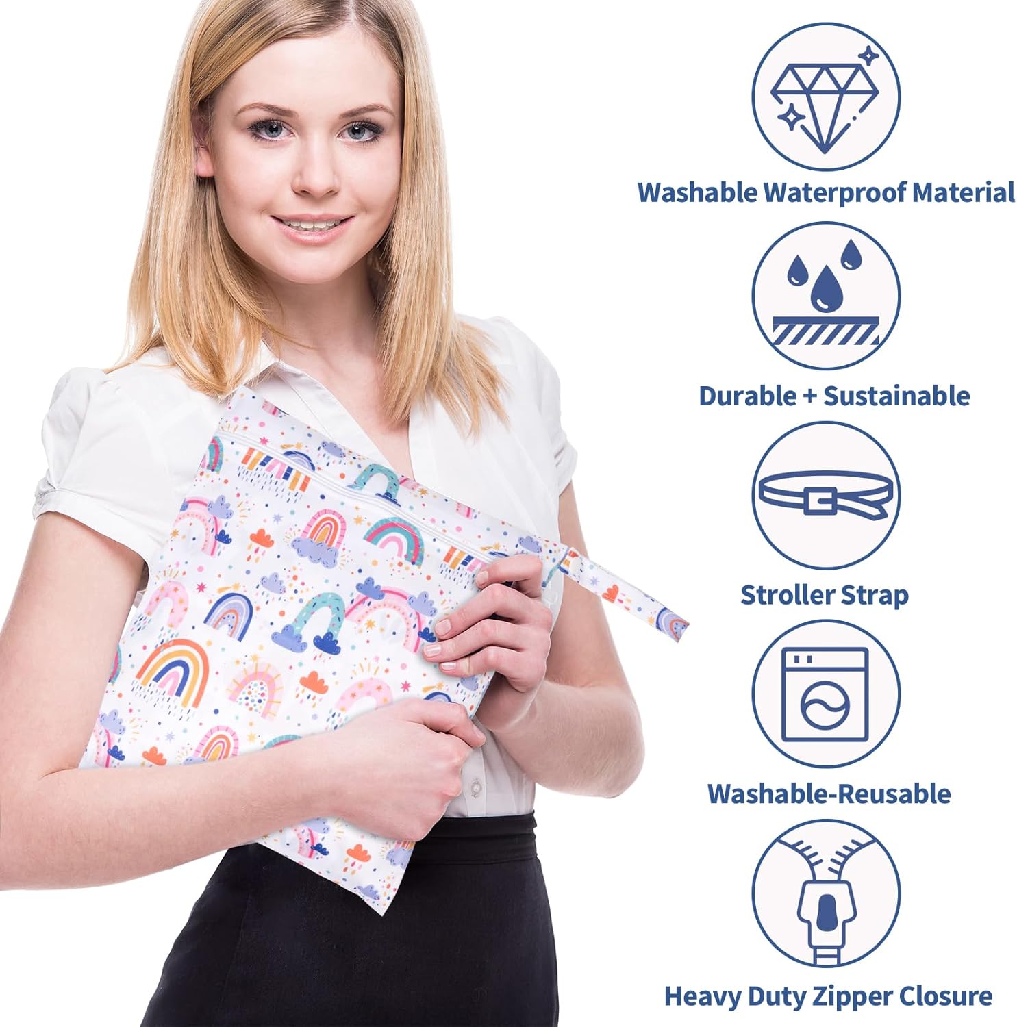 Wetbag Kindergarten, Nasstasche Windeltaschen, Schwimmsachen Nassbeutel, Nasse und Trocken Wickeltasche Beutel mit Reißverschluss für Reisen Strand Pool (3 Stück-A) – Bild 5