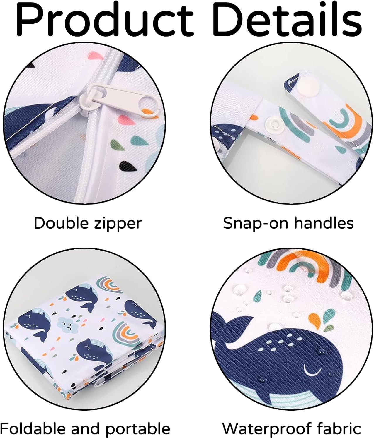 Pack of 3 Wetbags for Nursery, Wet Bag, 3 Sizes, Wet Bag, Wet Bag for Nursery, Reusable Baby Travel Nappy Storage Bag with Zip, Beach and Pool (Blue) – Bild 3