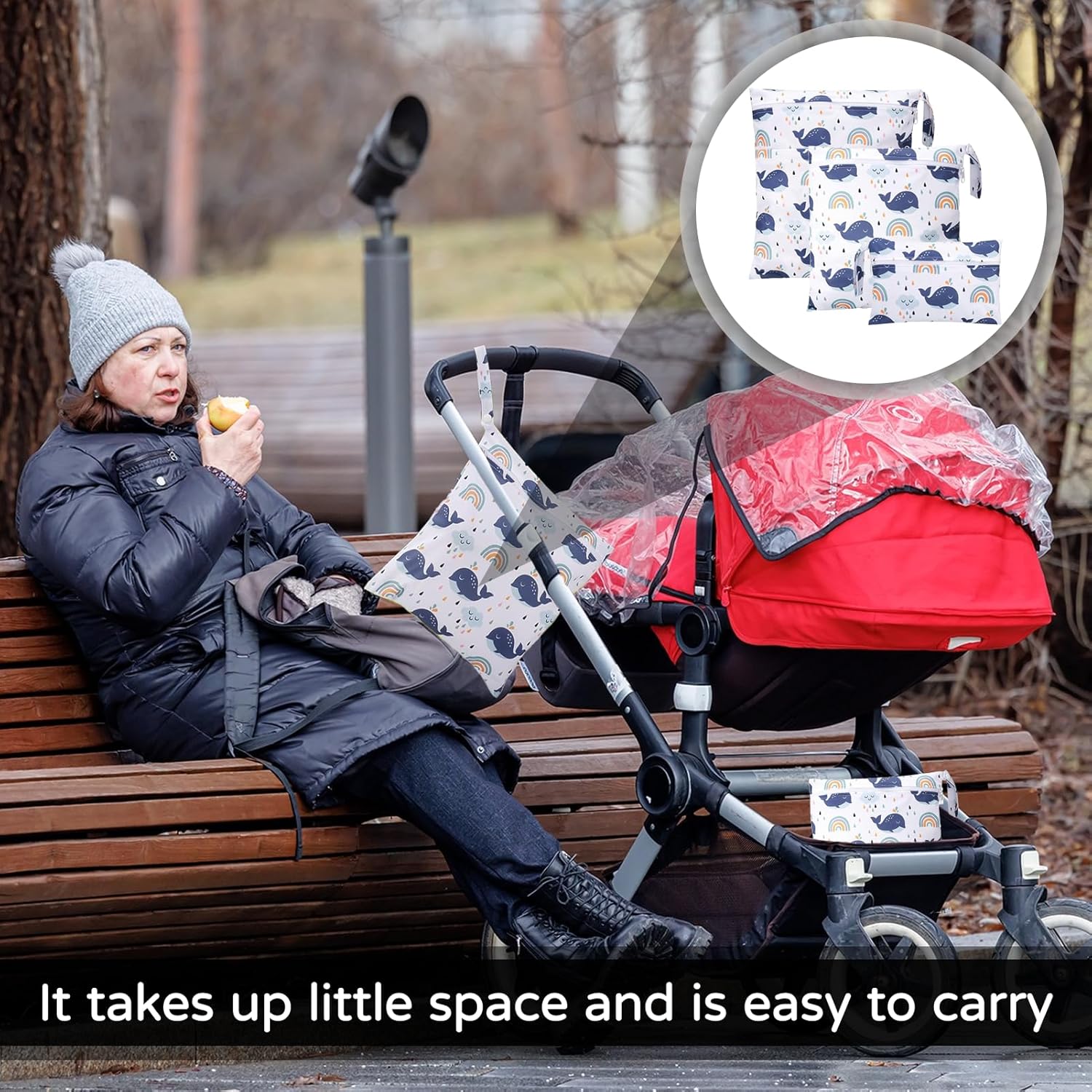 Pack of 3 Wetbags for Nursery, Wet Bag, 3 Sizes, Wet Bag, Wet Bag for Nursery, Reusable Baby Travel Nappy Storage Bag with Zip, Beach and Pool (Blue) – Bild 6