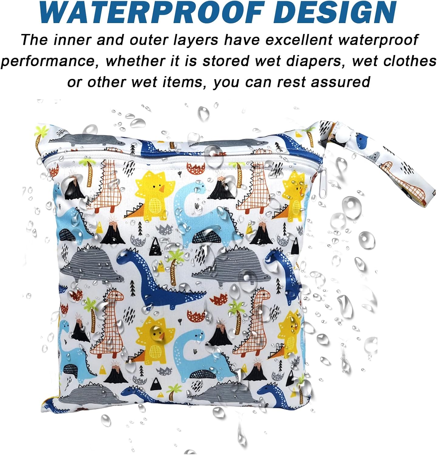 4 Stück Wetbag Kindergarten: 4 Stile Nasstaschen Wasserdicht Windeltasche, Wet Bag Wiederverwendbare Stoffwindeln Nasstaschen, für Babywindeln, Schwimmbad, Strand, Reisen – Bild 3