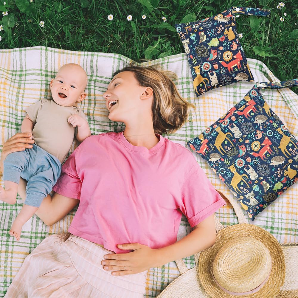 3 Stück Wetbag,Wetbag Kindergarten,Nasstasche,Windeltasche für Unterwegs,Wiederverwendbarer, Wasserdicht, mit Reißverschluss, zum Schwimmen, Camping, Reisen, Fitness, Strand (Giraffe) – Bild 3